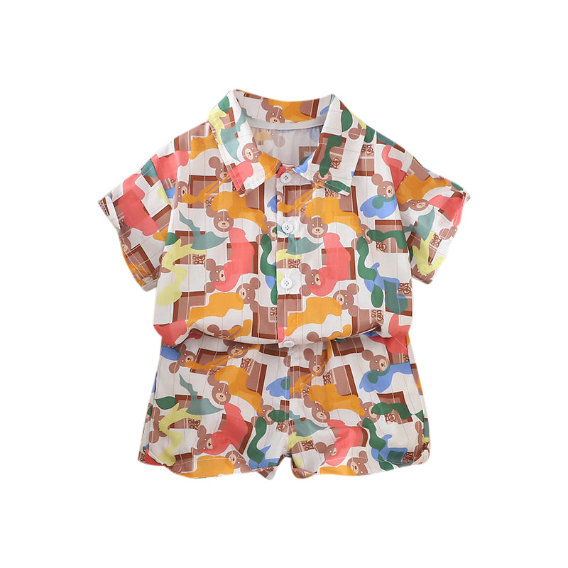 Boys Printed Pure Cotton Shirt with Shorts