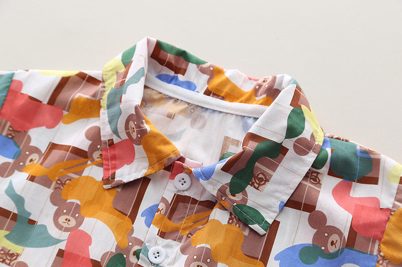 Boys Printed Pure Cotton Shirt with Shorts