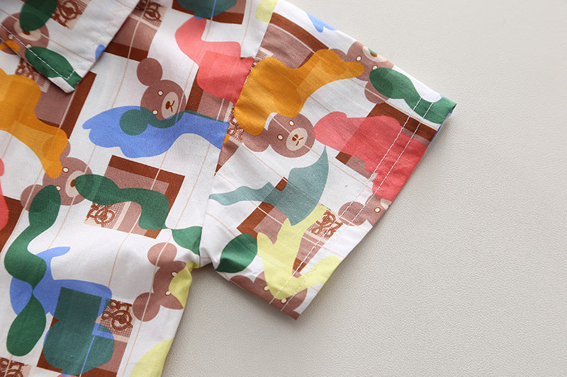 Boys Printed Pure Cotton Shirt with Shorts