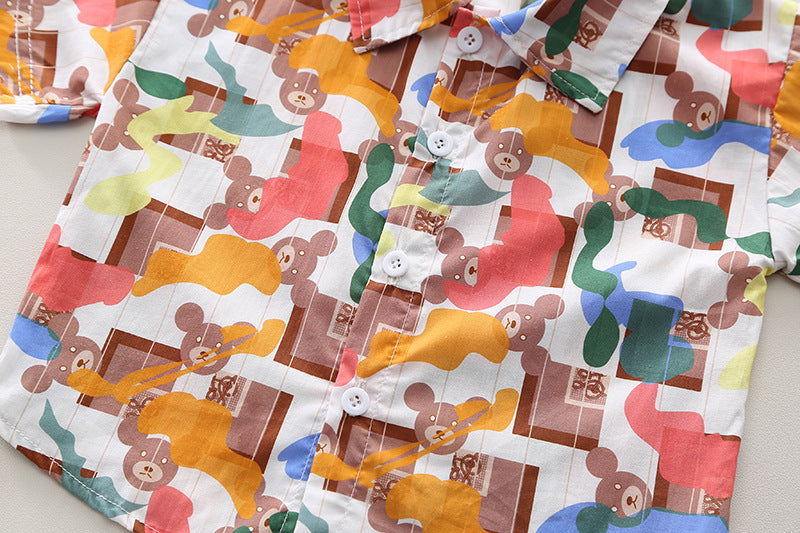 Boys Printed Pure Cotton Shirt with Shorts