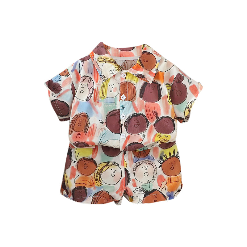 Boys Printed Pure Cotton Shirt with Shorts
