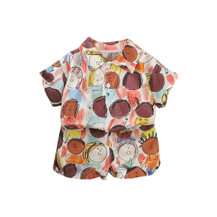 Boys Printed Pure Cotton Shirt with Shorts