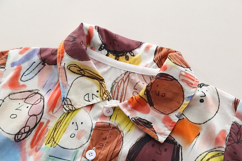 Boys Printed Pure Cotton Shirt with Shorts