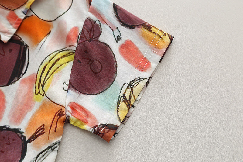 Boys Printed Pure Cotton Shirt with Shorts