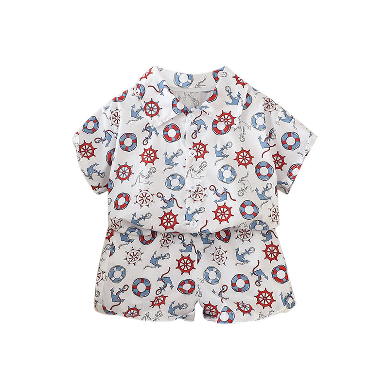 Boys Printed Pure Cotton Shirt with Shorts