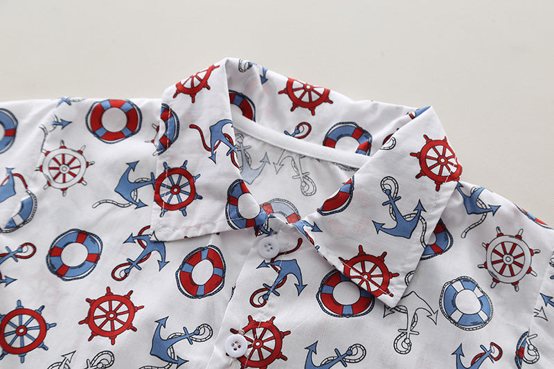 Boys Printed Pure Cotton Shirt with Shorts