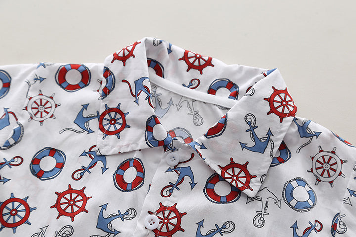 Boys Printed Pure Cotton Shirt with Shorts