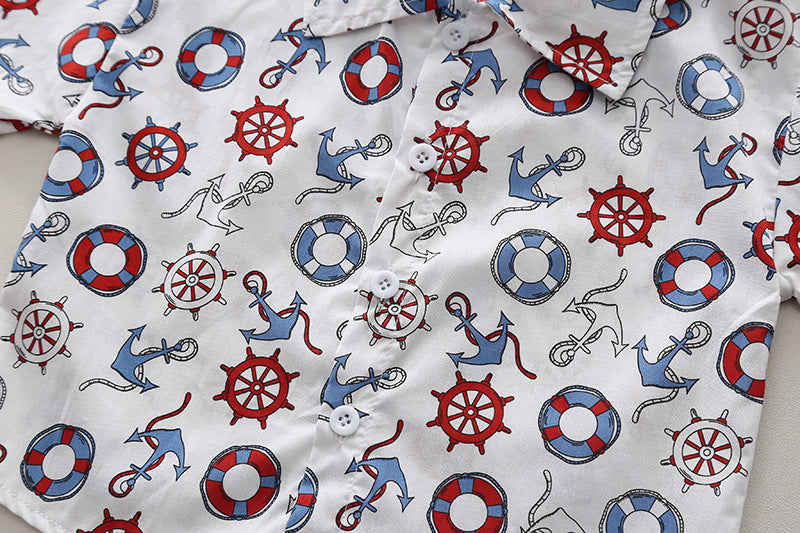 Boys Printed Pure Cotton Shirt with Shorts
