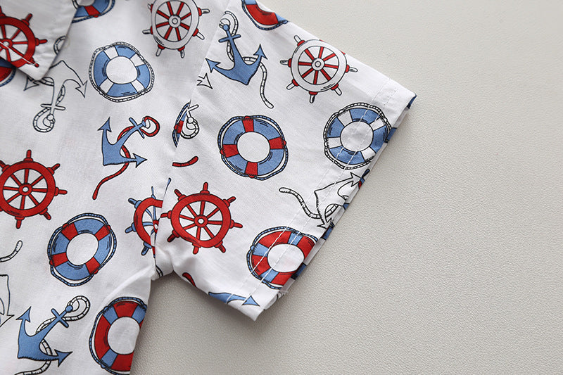 Boys Printed Pure Cotton Shirt with Shorts