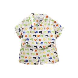 Boys Printed Pure Cotton Shirt with Shorts