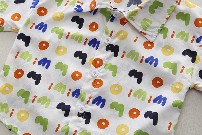 Boys Printed Pure Cotton Shirt with Shorts