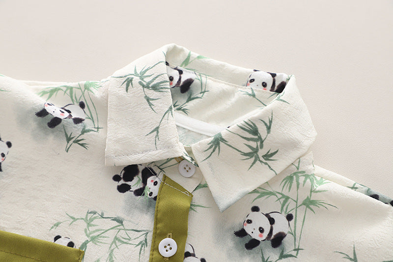 Boys Green & White Printed Shirt with Shorts