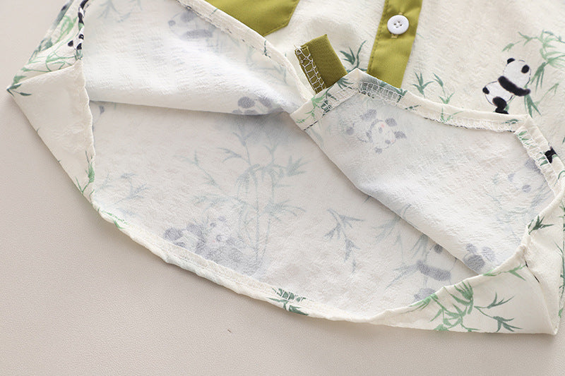 Boys Green & White Printed Shirt with Shorts