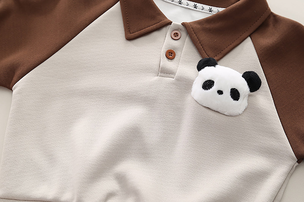 Boys Colourblocked Polo Collar Long Sleeves Sweatshirt With Jogger