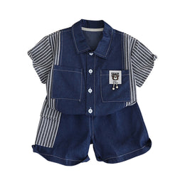 Boys Striped Short Sleeves Shirt with Shorts