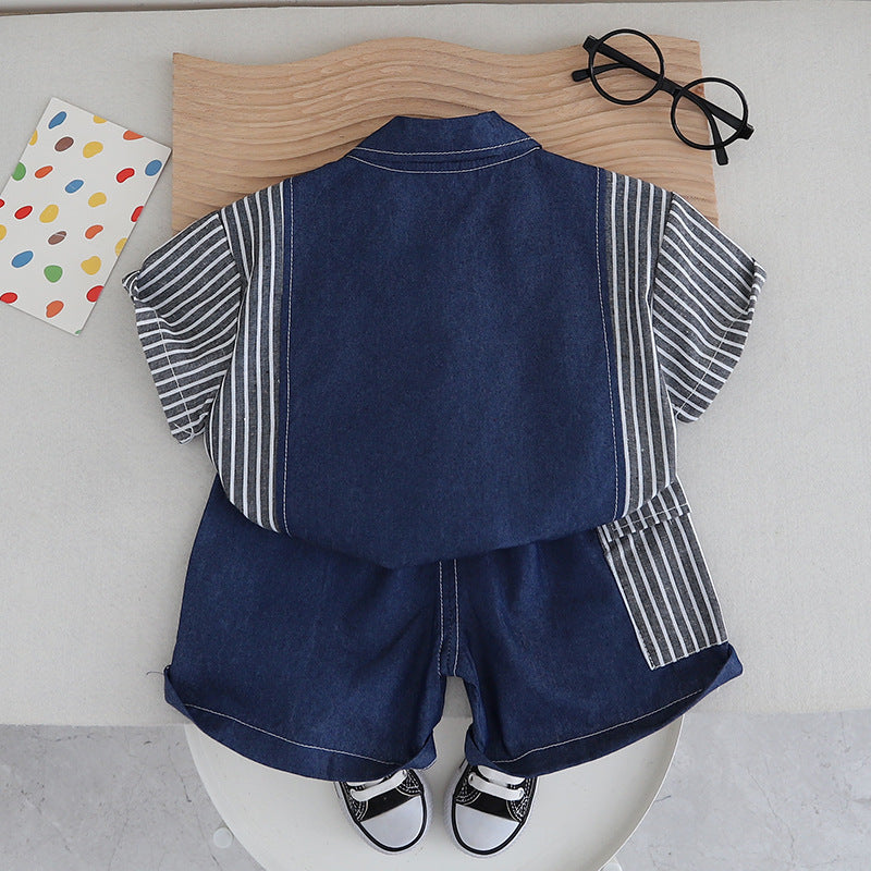 Boys Striped Short Sleeves Shirt with Shorts