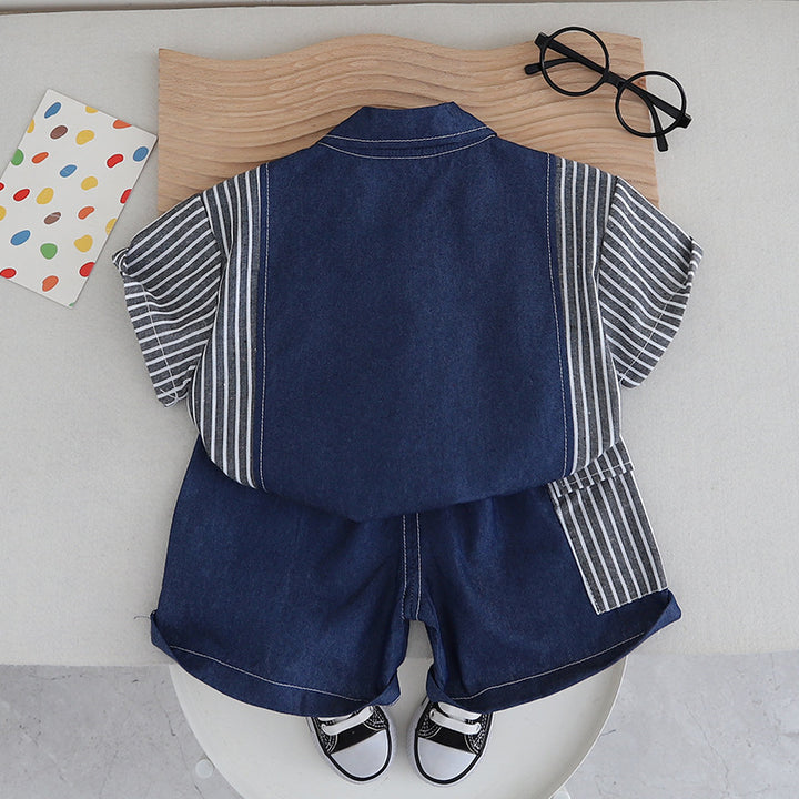Boys Striped Short Sleeves Shirt with Shorts