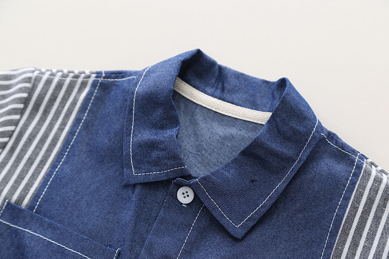 Boys Striped Short Sleeves Shirt with Shorts