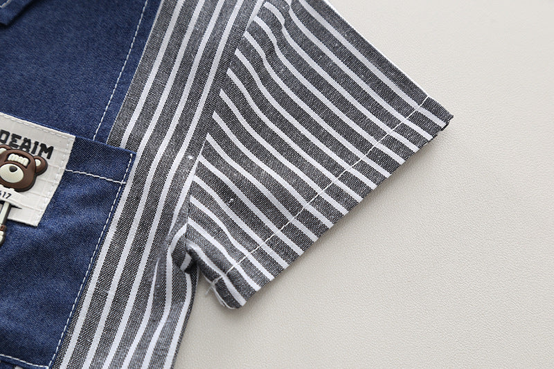 Boys Striped Short Sleeves Shirt with Shorts