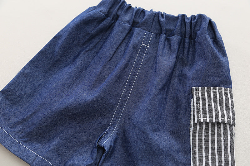 Boys Striped Short Sleeves Shirt with Shorts