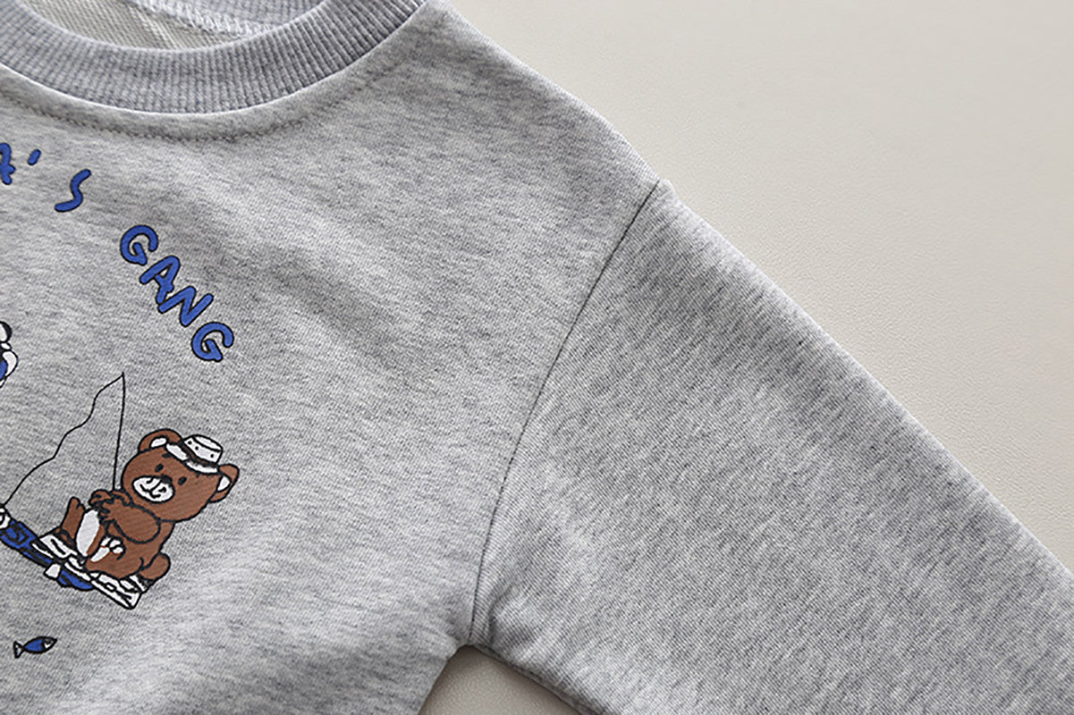 Boys Printed Round Neck Long Sleeves Sweatshirt With Jogger