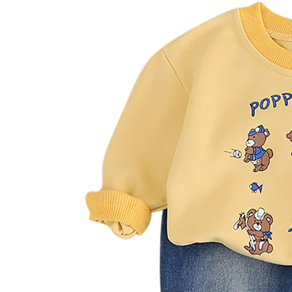 Boys Printed Round Neck Long Sleeves Sweatshirt With Jogger