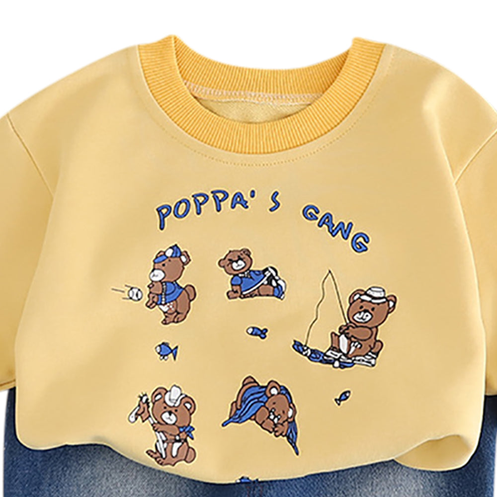 Boys Printed Round Neck Long Sleeves Sweatshirt With Jogger