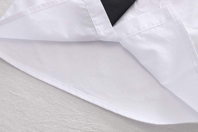 Boys White Spread Collar Shirt With Shorts