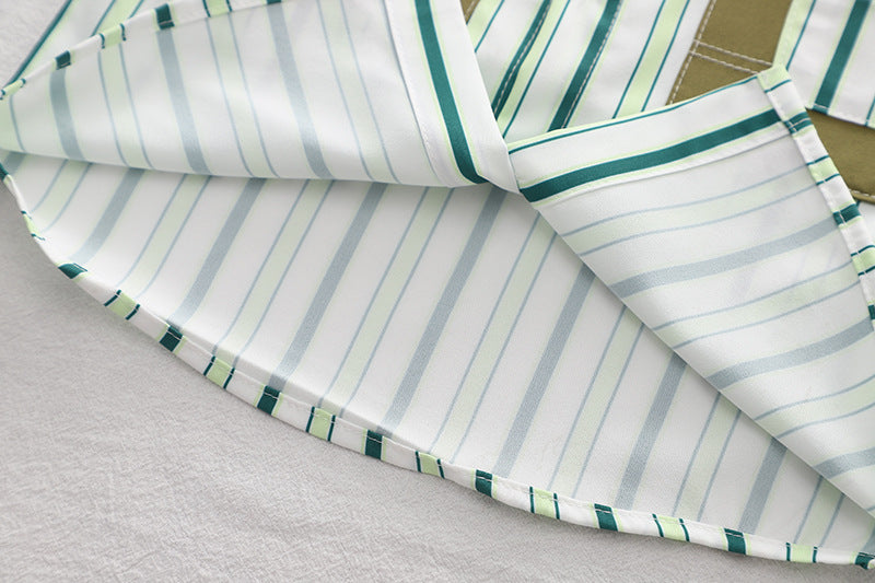Boys Striped Spread Collar Shirt with Shorts