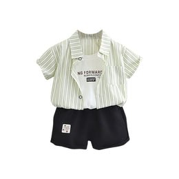 Boys Striped Pure Cotton Shirt with Shorts