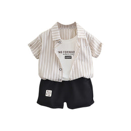 Boys Striped Pure Cotton Shirt with Shorts