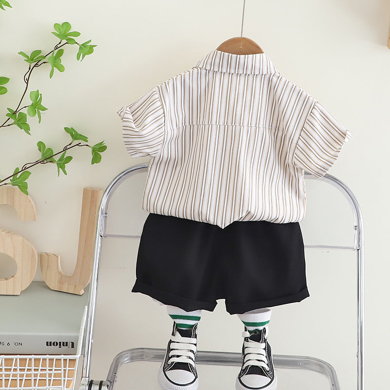 Boys Striped Pure Cotton Shirt with Shorts