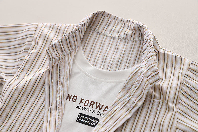 Boys Striped Pure Cotton Shirt with Shorts