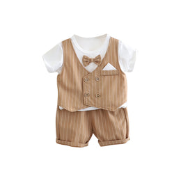 Boys Striped Pure Cotton T-shirt with Shorts