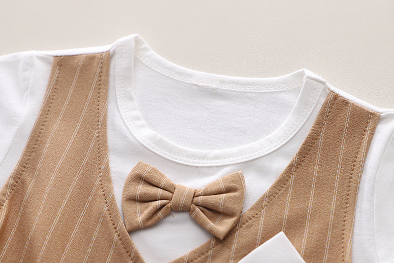 Boys Striped Pure Cotton T-shirt with Shorts