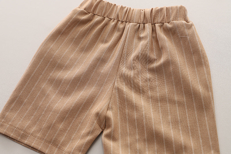 Boys Striped Pure Cotton T-shirt with Shorts