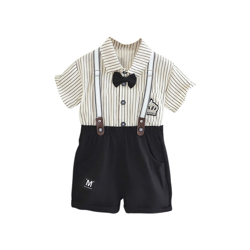 Boys Striped Pure Cotton Shirt with Shorts