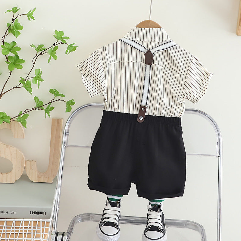 Boys Striped Pure Cotton Shirt with Shorts