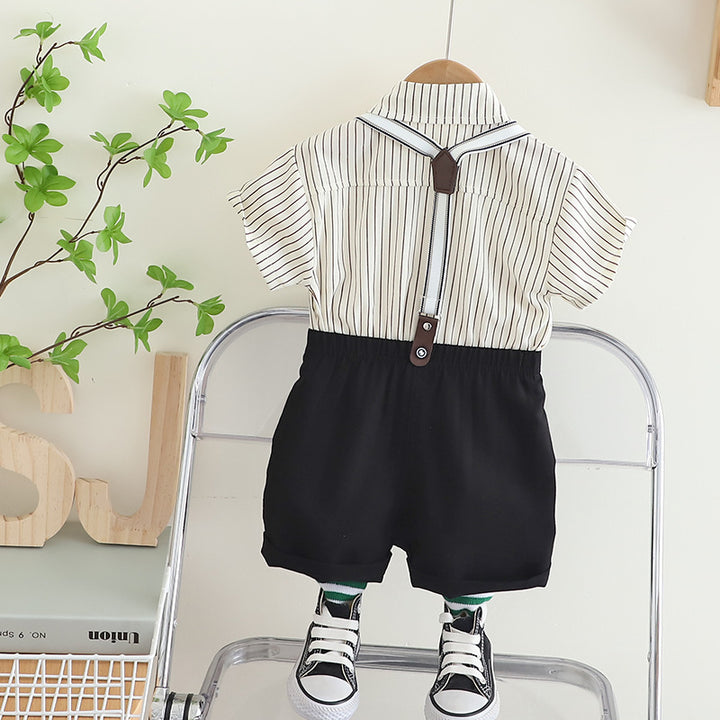 Boys Striped Pure Cotton Shirt with Shorts