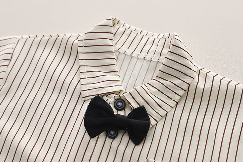 Boys Striped Pure Cotton Shirt with Shorts