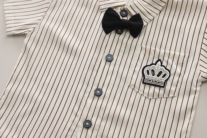 Boys Striped Pure Cotton Shirt with Shorts