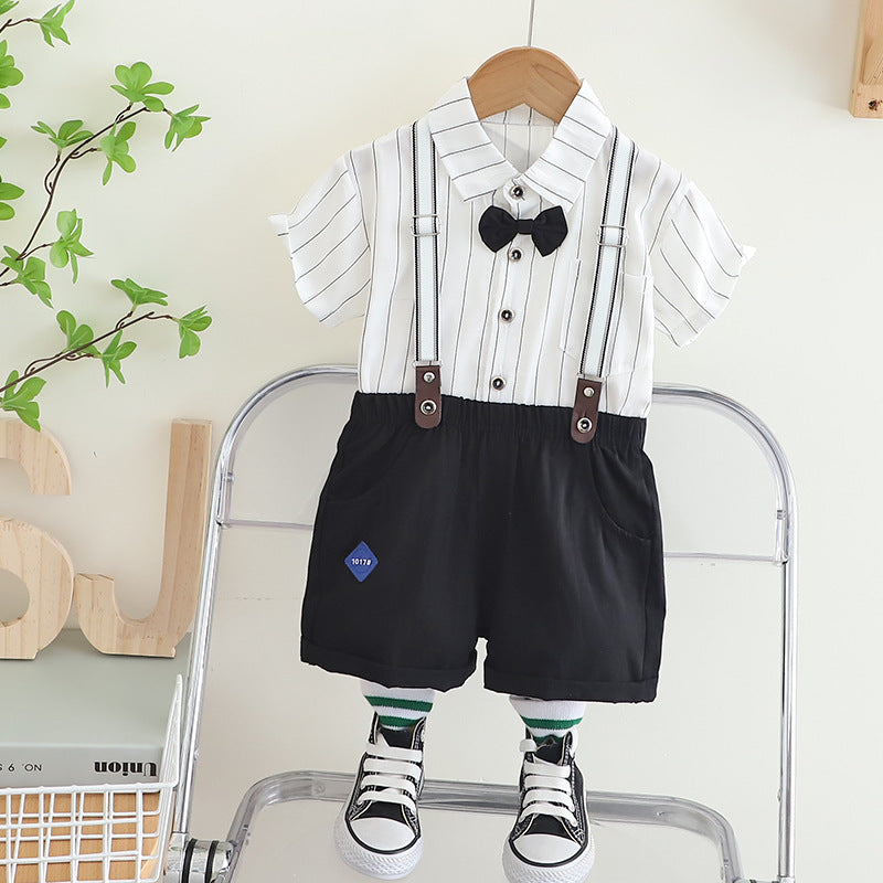 Boys Striped Pure Cotton Shirt with Shorts