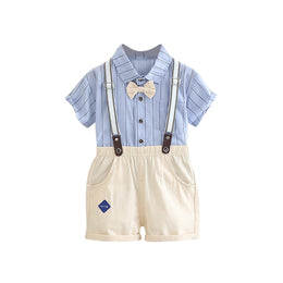 Boys Striped Pure Cotton Shirt with Shorts