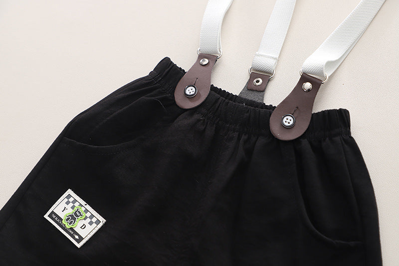 Boys Printed Pure Cotton Shirt with Shorts & Suspenders