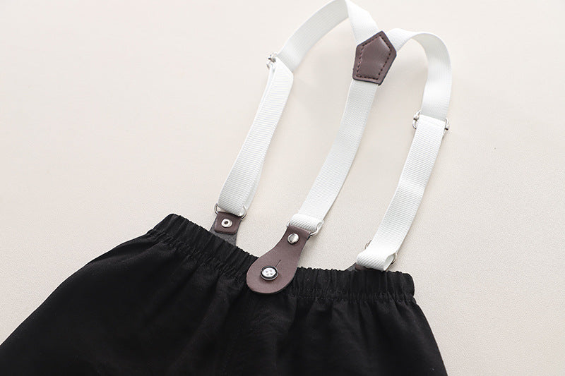 Boys Printed Pure Cotton Shirt with Shorts & Suspenders