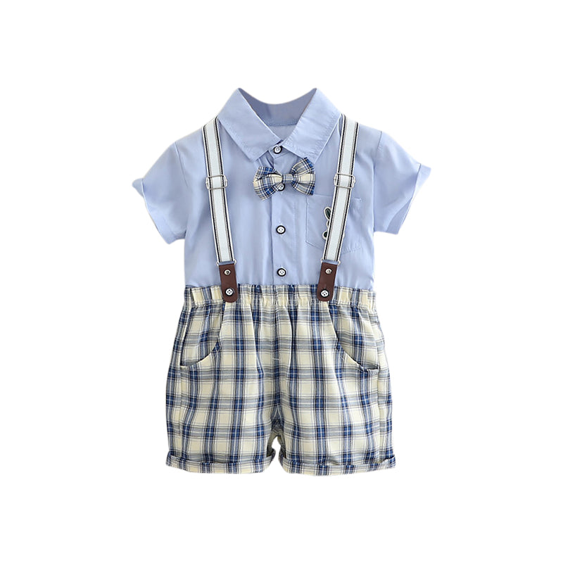 Boys Printed Pure Cotton Shirt with Shorts & Suspenders