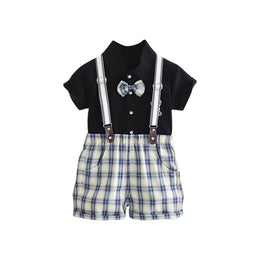 Boys Printed Pure Cotton Shirt with Shorts And Suspenders