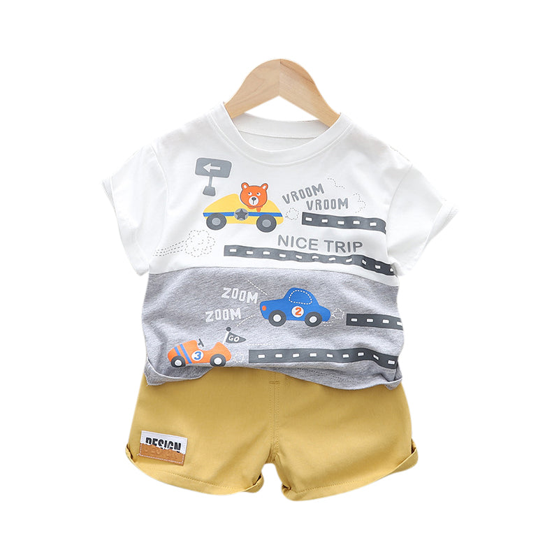 Infant Boys Printed Pure Cotton T-shirt With Shorts