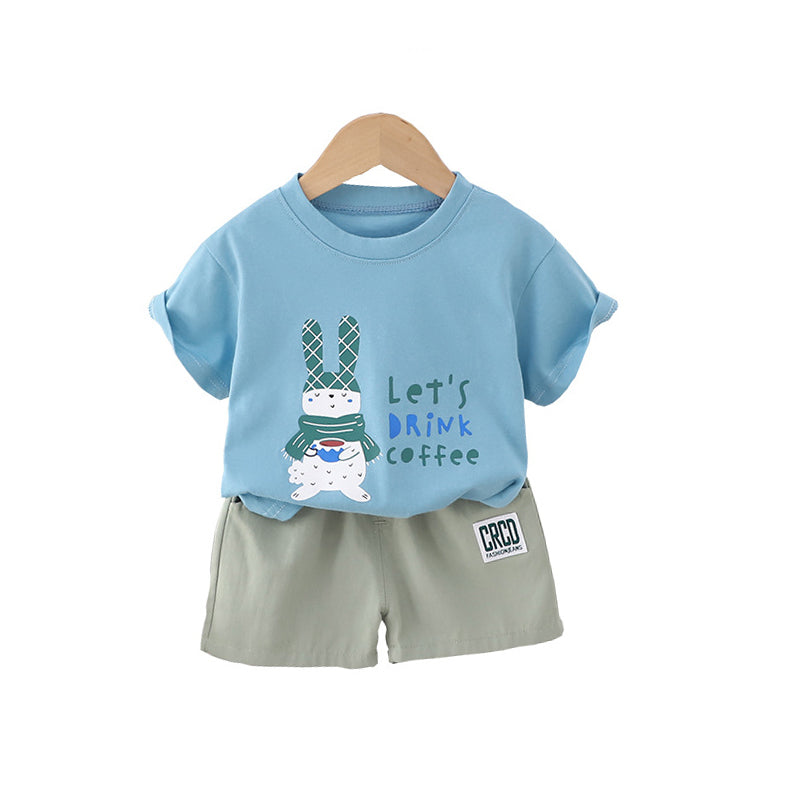 Infant Boys Printed Pure Cotton T-shirt With Shorts