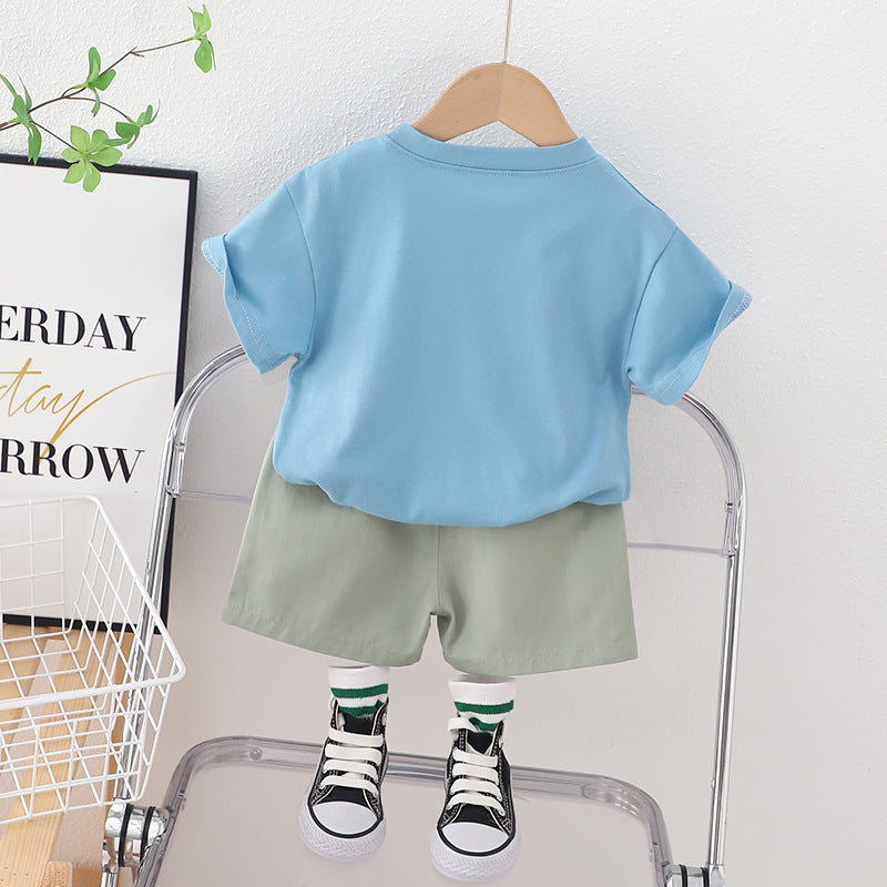 Infant Boys Printed Pure Cotton T-shirt With Shorts